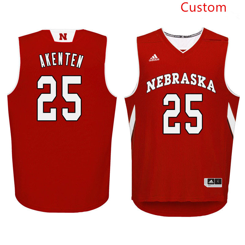  Mens Nebraska Huskers Custom 2012-18 Scarlet Adidas College Basketball Jersey 