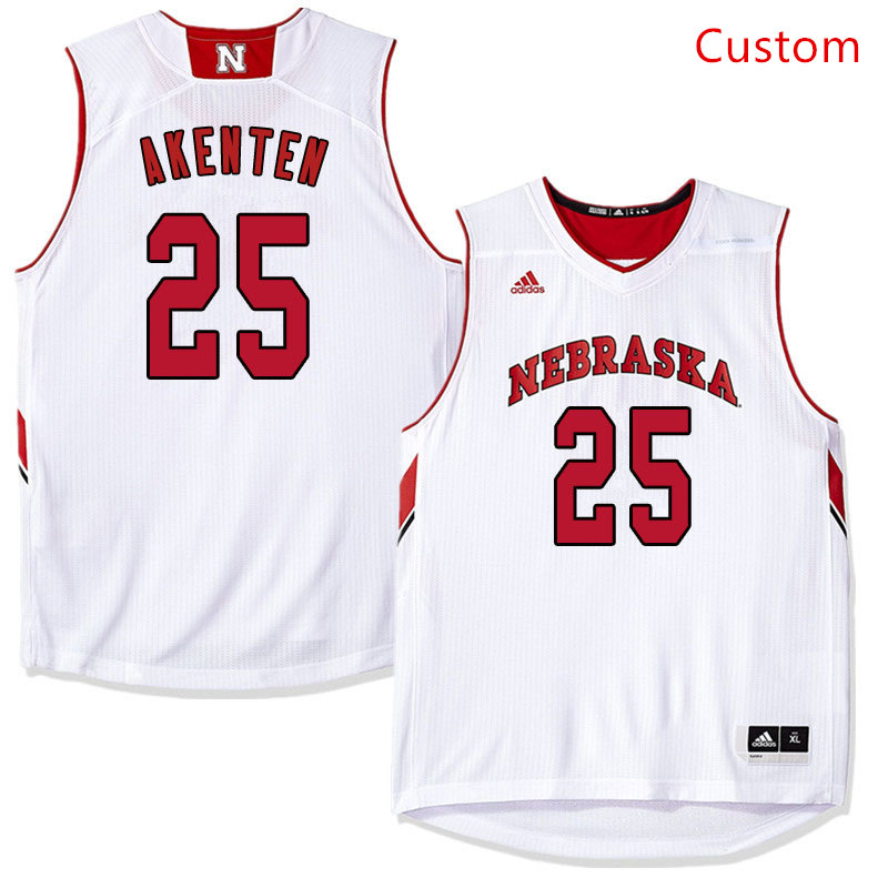  Mens Nebraska Huskers Custom 2012-18 White Adidas College Basketball Jersey 