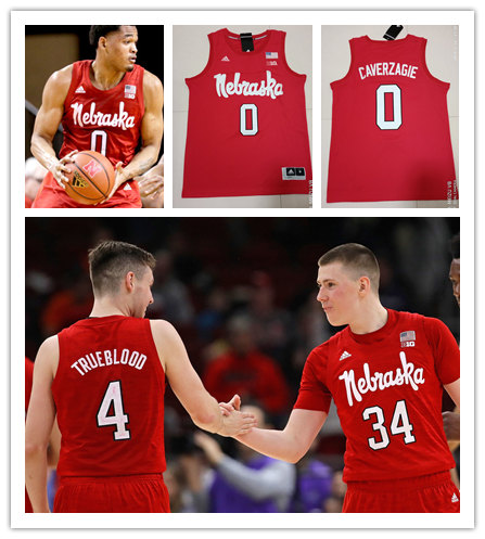  Mens Nebraska Huskers Custom 2019 Scarlet Adidas College Basketball Game Jersey  