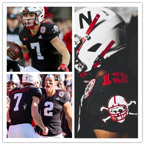  Mens Nebraska Huskers Custom adidas Black Blackshirts  Alternate Football Jersey  