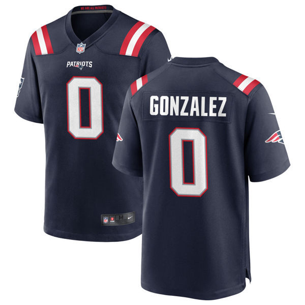  Mens New England Patriots #0 Christian Gonzalez Nike Navy Vapor Untouchable Limited Jersey 