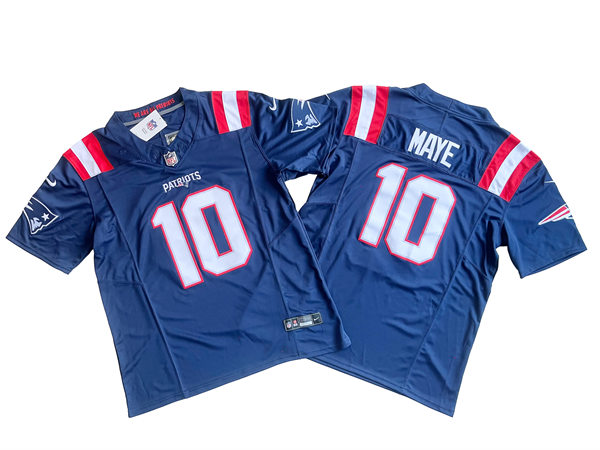  Mens New England Patriots #10 Drake Maye Nike Navy Vapor Untouchable Limited Jersey 