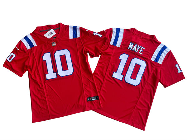  Mens New England Patriots #10 Drake Maye Nike Red Alternate Vapor Limited Jersey 
