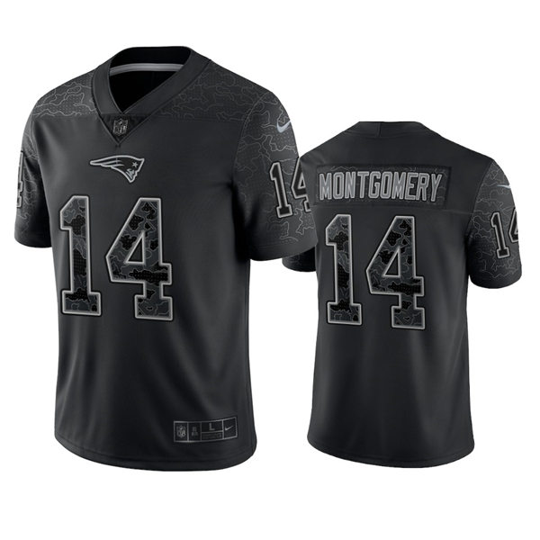  Mens New England Patriots #14 Ty Montgomery Black Reflective Limited Jersey 