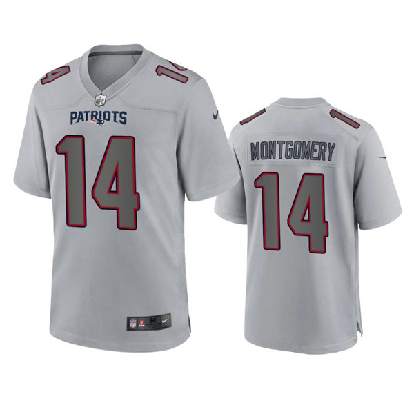  Mens New England Patriots #14 Ty Montgomery Nike Gray Atmosphere Fashion Game Jersey 