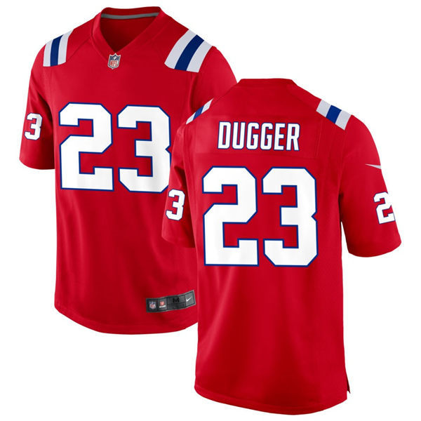  Mens New England Patriots #23 Kyle Dugger Nike Red Alternate Vapor Limited Jersey 