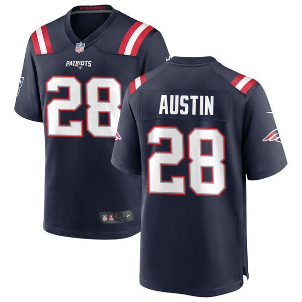 Mens New England Patriots #28 Alex Austin  Nike Navy Vapor Untouchable Limited Jersey 
