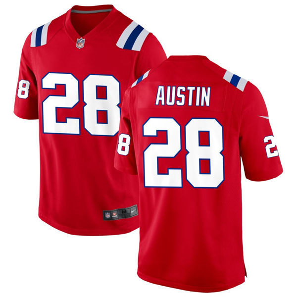  Mens New England Patriots #28 Alex Austin  Nike Red Alternate Vapor Limited Jersey 