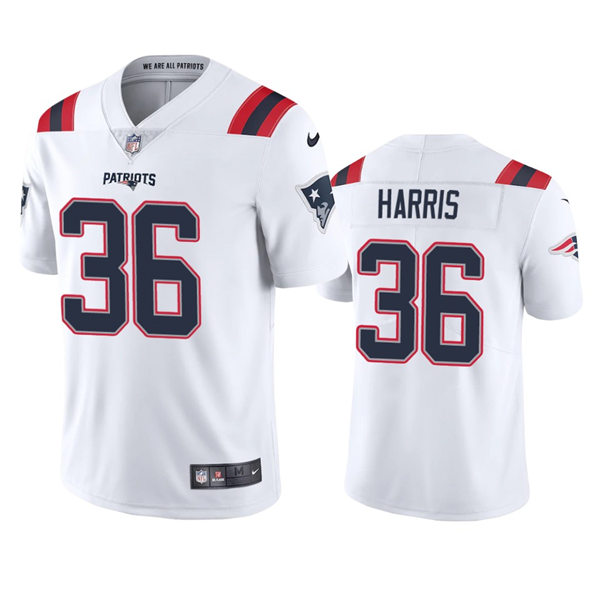  Mens New England Patriots #36 Kevin Harris Nike White Vapor Untouchable Limited Jersey 