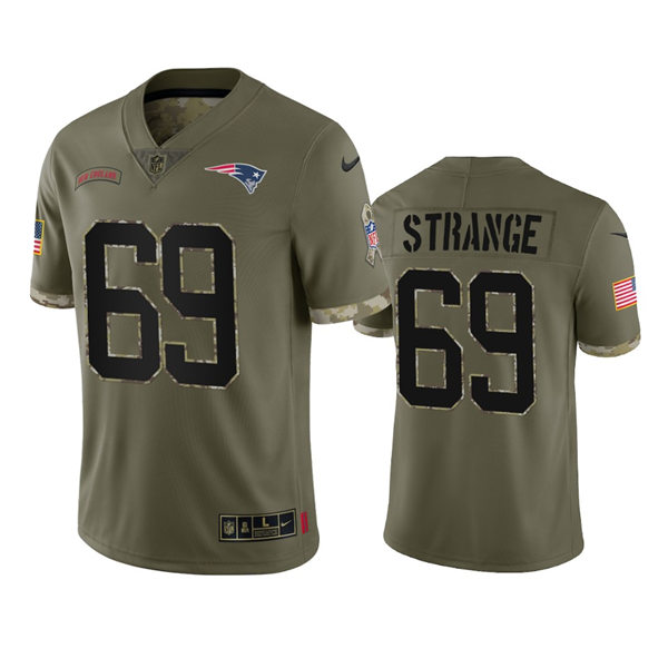  Mens New England Patriots #69 Cole Strange 2022 Salute To Service Jersey 