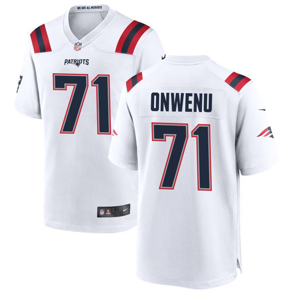  Mens New England Patriots #71 Michael Onwenu Nike White Retro Limited Jersey  (2) 