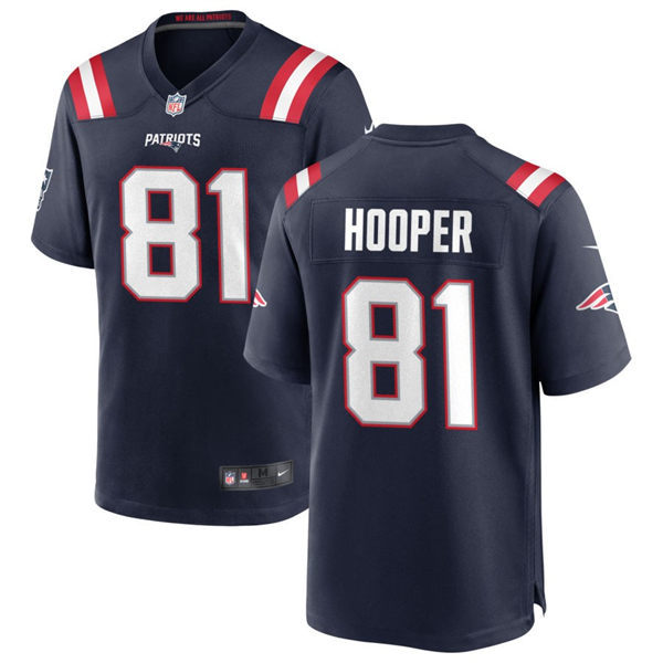  Mens New England Patriots #81 Austin Hooper Nike Navy Vapor Untouchable Limited Jersey 