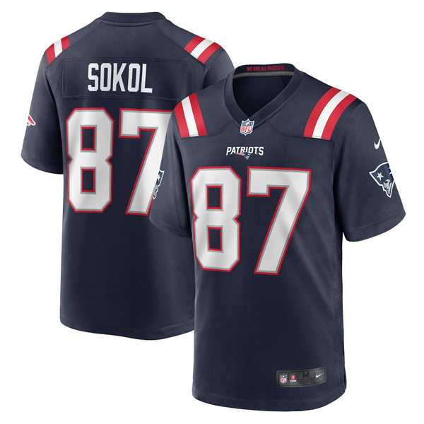  Mens New England Patriots #87 Matt Sokol Nike Navy Vapor Untouchable Limited Jersey 