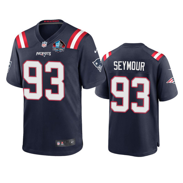  Mens New England Patriots #93 Richard Seymour Nike Navy 2022 hall of fam Jersey 