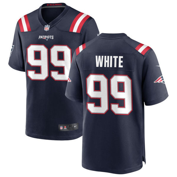  Mens New England Patriots #99 Keion White  Nike Navy Vapor Untouchable Limited Jersey 