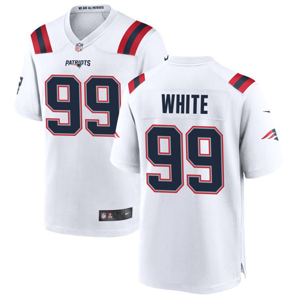  Mens New England Patriots #99 Keion White  Nike White Vapor Untouchable Limited Jersey 