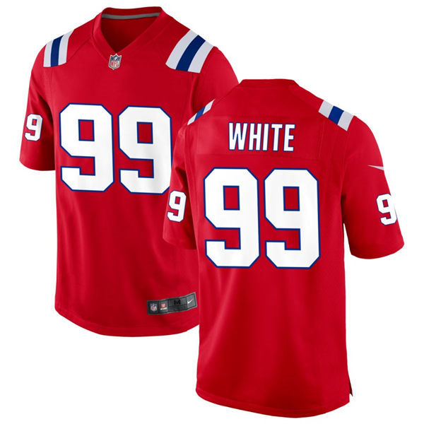  Mens New England Patriots #99 Keion White Nike Red Alternate Vapor Untouchable Limited Player Jersey 
