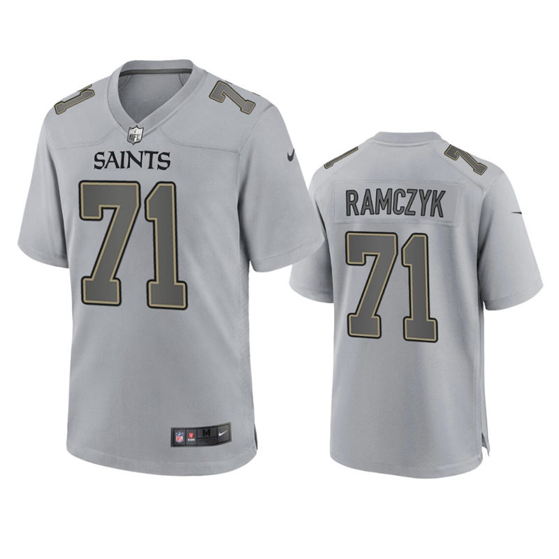  Mens New Orleans Saints #71 Ryan Ramczyk Gray Atmosphere Fashion Game Jersey 