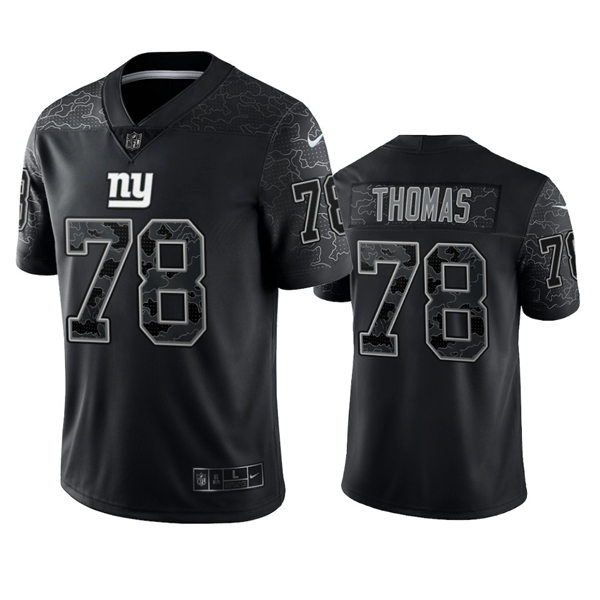  Mens New York Giants #78 Andrew Thomas Black Reflective Limited Jersey 