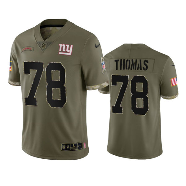  Mens New York Giants #78 Andrew Thomas Olive 2022 Salute To Service Jersey 