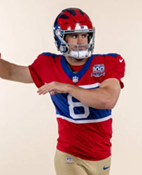  Mens New York Giants #8 Daniel Jones Century Red 100TH Season Commemorative Jersey 