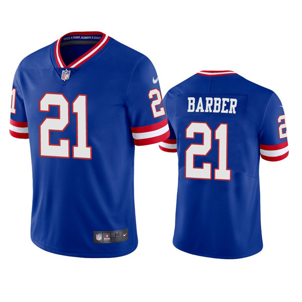  Mens New York Giants Retired Player #21 Tiki Barber Nike Royal Classic Limited Jersey 