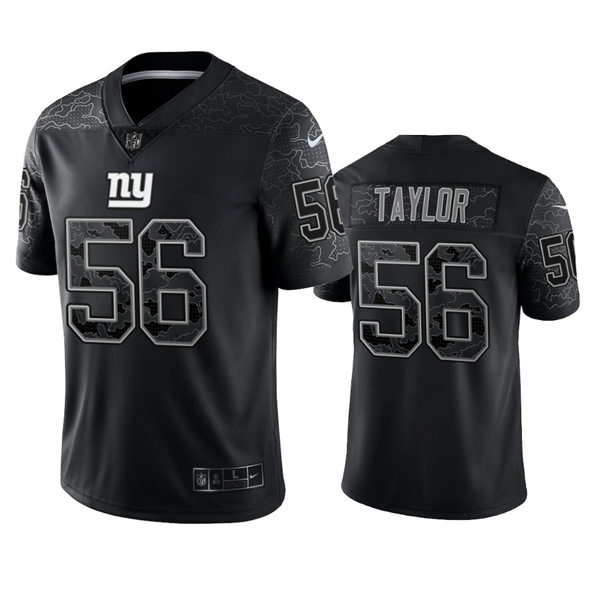  Mens New York Giants Retired Player #56 Lawrence Taylor Black Reflective Limited Jersey 
