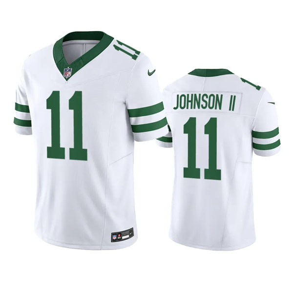 Mens New York Jets #11 Jermaine Johnson II White Legacy Vapor Limited Jersey 