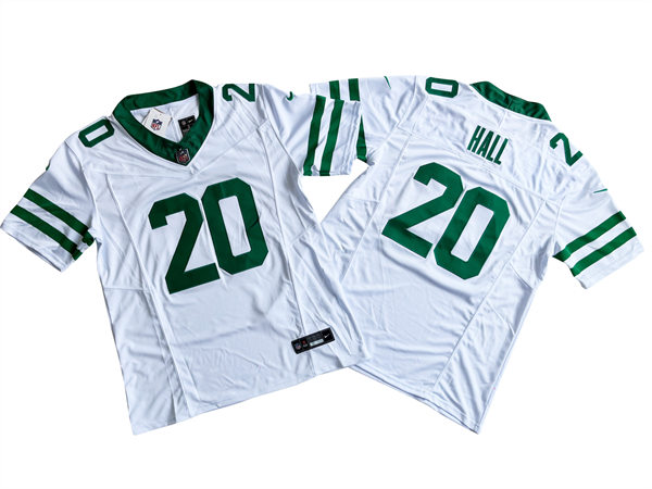  Mens New York Jets #20 Breece Hall Nike White Legacy 2023 Vapor F.U.S.E. Limited Jersey 