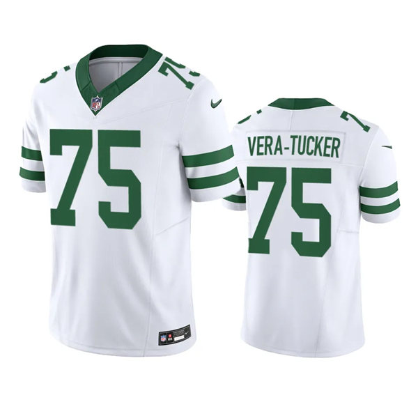  Mens New York Jets #75 Alijah Vera-Tucker White Legacy Vapor Limited Jersey 