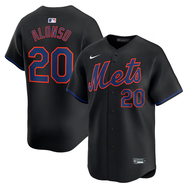  Mens New York Mets #20 Pete Alonso Nike 2024 Black Alternate Limited Jersey 