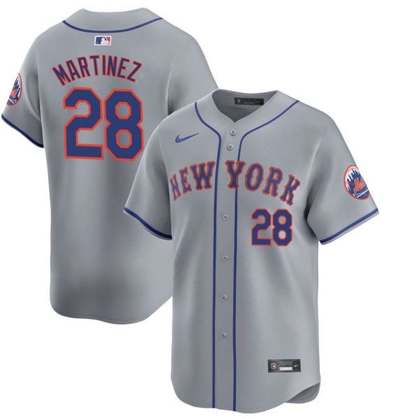  Mens New York Mets #28 J. D. Martinez Nike Grey Road Limited Player Jersey 