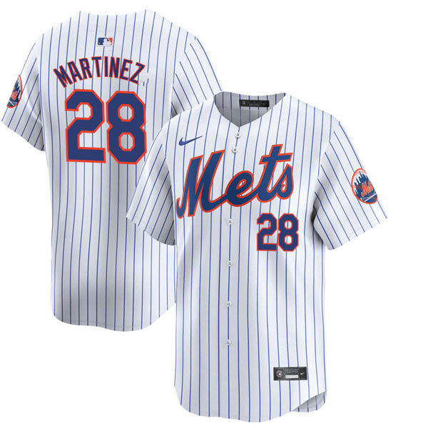  Mens New York Mets #28 J. D. Martinez Nike Home White Pinstripe Limited Player Jersey 