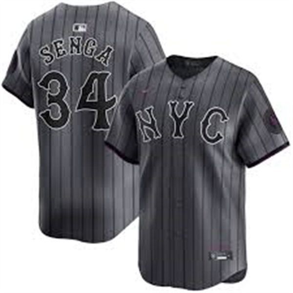  Mens New York Mets #34 Kodai Senga  Nike Graphite 2024 City Connect Limited Jerse(1) 