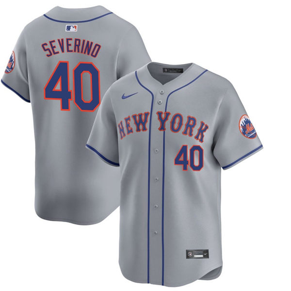  Mens New York Mets #40 Luis Severino Nike Grey Road Limited Player Jersey 