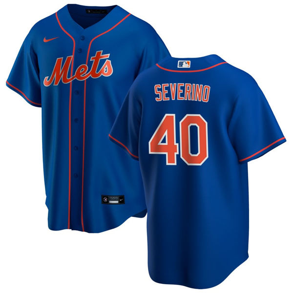  Mens New York Mets #40 Luis Severino Nike Royal Orange Alternate Limited Player Jersey 