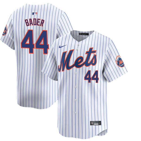 Mens New York Mets #44 Harrison Bader Nike Home White Pinstripe Limited Player Jersey 