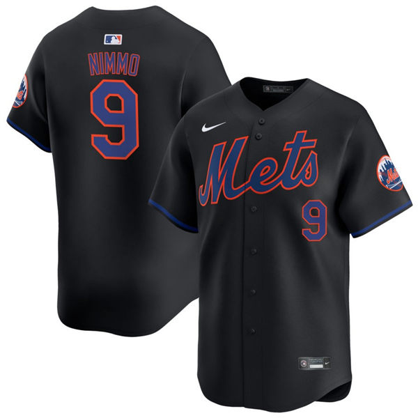  Mens New York Mets #9 Brandon Nimmo Nike 2024 Black Alternate Limited Jersey 