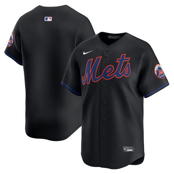  Mens New York Mets Blank Nike 2024 Black Alternate Limited Jersey 
