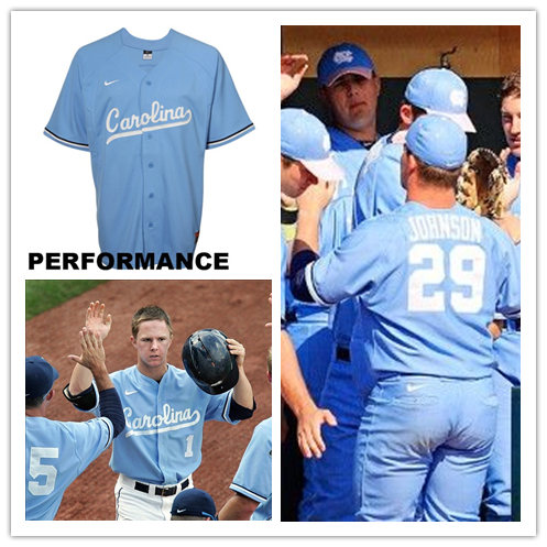  Mens North Carolina Tar Heels Custom Nike Blue Carolina  Vapor Untouchable Baseball Jersey 