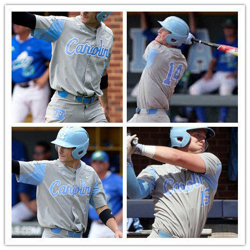  Mens North Carolina Tar Heels Custom Nike Grey Baseball Jersey 