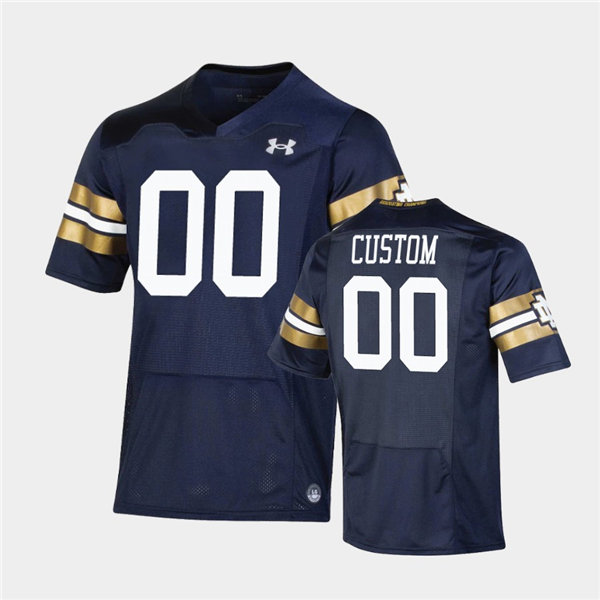  Mens Notre Dame Fighting Irish Custom Joe Montana Mike McGlinchey Manti Te'o Stephon Tuitt Tim Brown Armour Navy 2021 Shamrock Series Jersey  