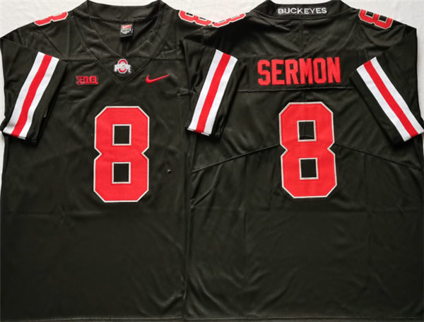  Mens Ohio State Buckeyes ##8 Trey Sermon Nike Blackout College Football Game Jersey