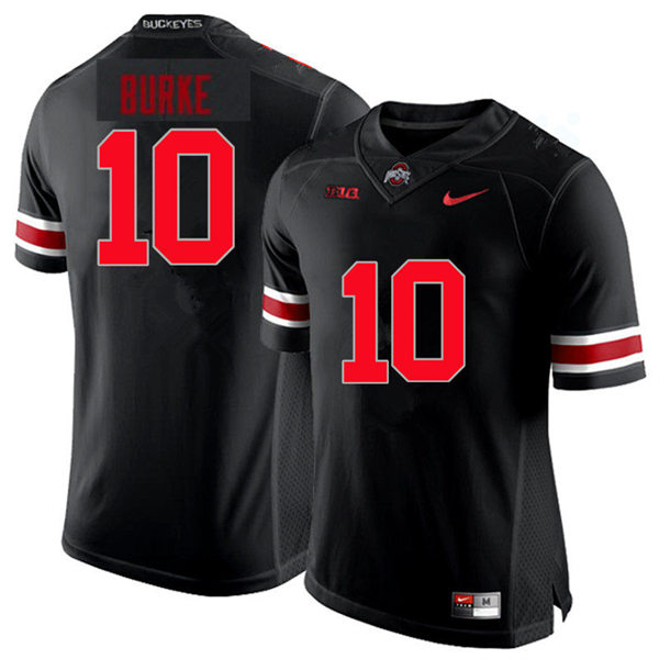  Mens Ohio State Buckeyes #10 Denzel Burke Blackout College Football Game Jersey