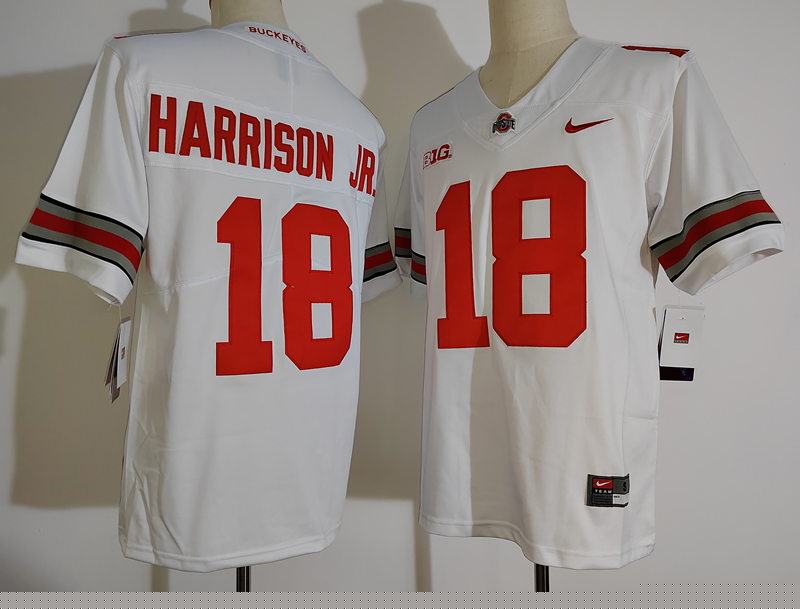  Mens Ohio State Buckeyes #18 Marvin Harrison Jr. Nike White College Football Game Jersey