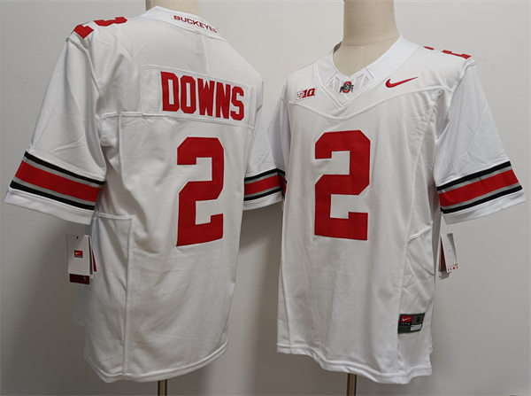  Mens Ohio State Buckeyes #2 Caleb Downs White Nike F.U.S.E. Limited College Football Game Jersey 