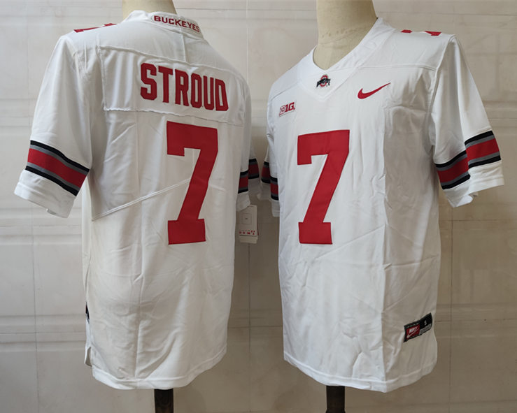  Mens Ohio State Buckeyes #7 C.J. Stroud Nike White College Football Game Jersey