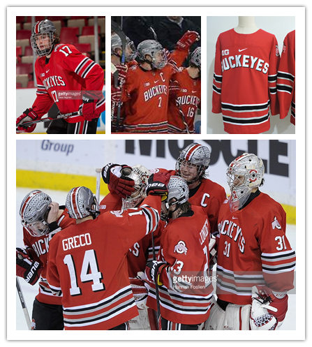  Mens Ohio State Buckeyes Custom  Nike 2012-18 Red NCAA College Hockey Jersey 