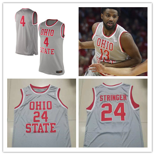  Mens Ohio State Buckeyes Custom Evan Turner Seth Towns Jimmy Sotos Kyle Young Harrison Hookfin Nike Grey Round Neck Basketball Jersey 