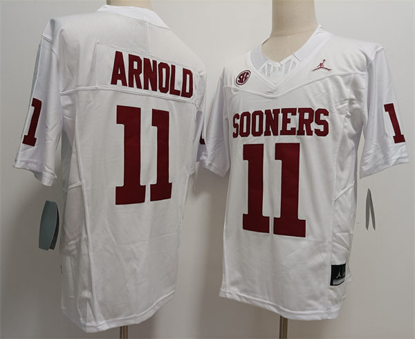  Mens Oklahoma Sooners #11 Jackson Arnold White 2024 SEC Football Game Jersey 